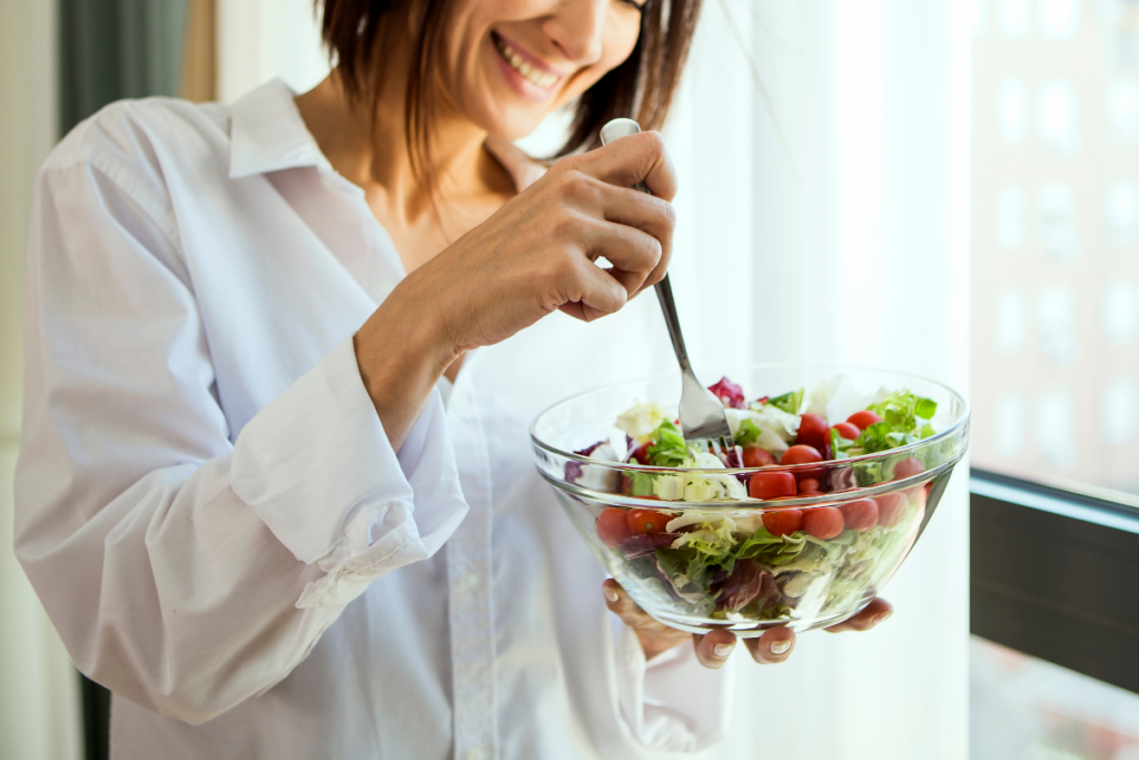 Self-care eating healthy salad