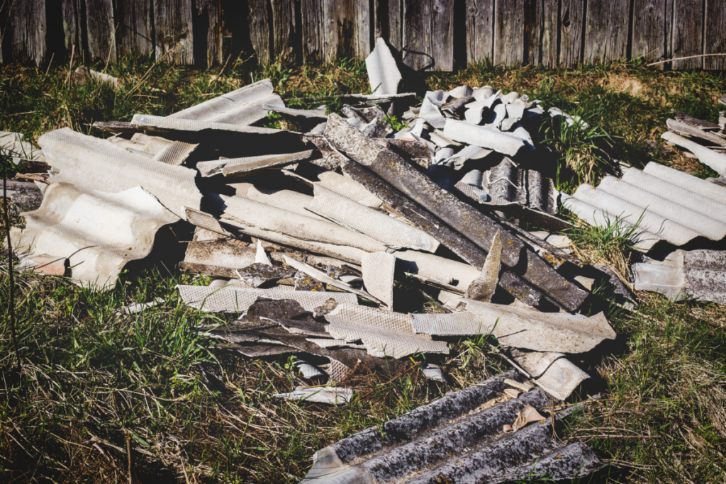 broken asbestos on the floor