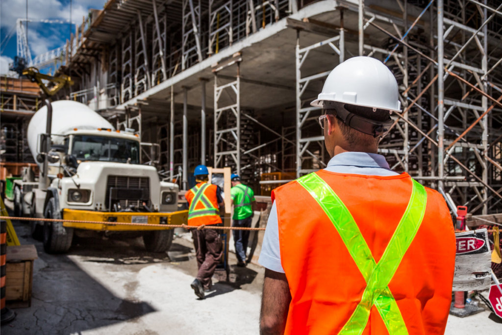 Workers at the construction site