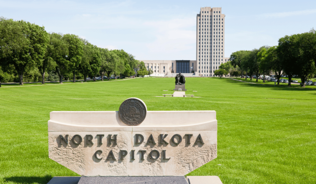 North Dakota State Capitol Building and Sign