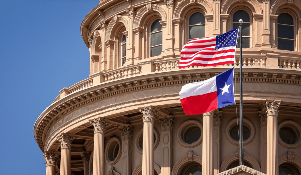 Texas State Capitol Building with Flag