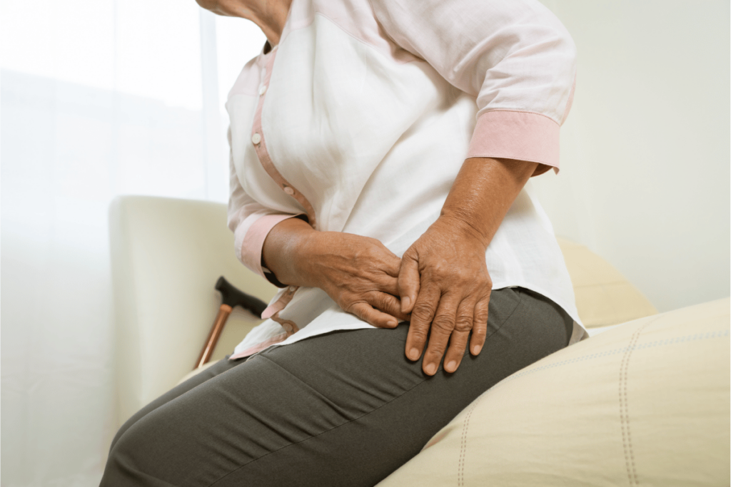 senior woman with hip pain