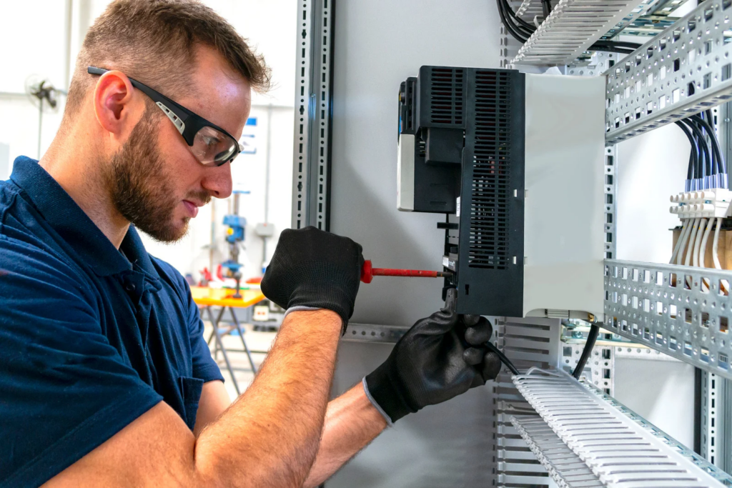 an electrician working