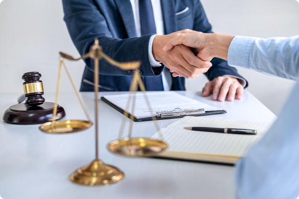 an attorney and client handshake
