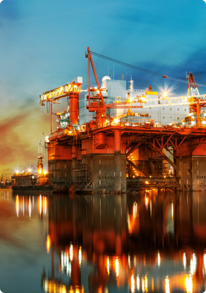 shipyard dry dock at night