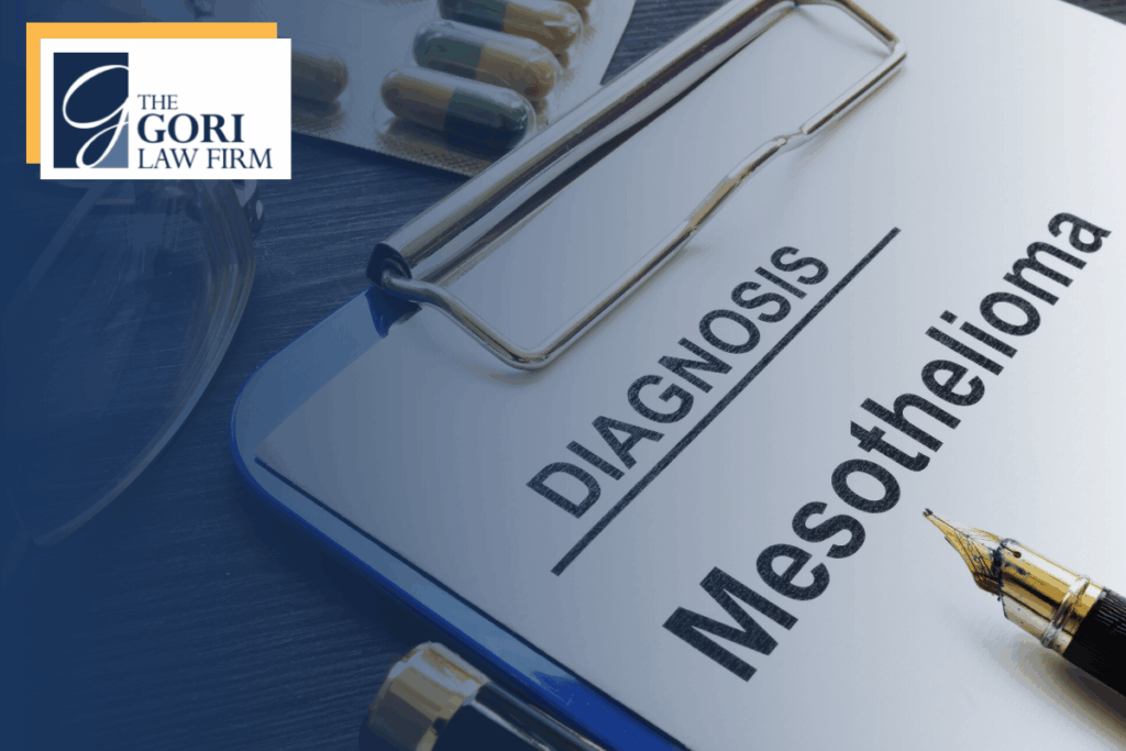 A clip board with the words Diagnosis Mesothelioma written on it