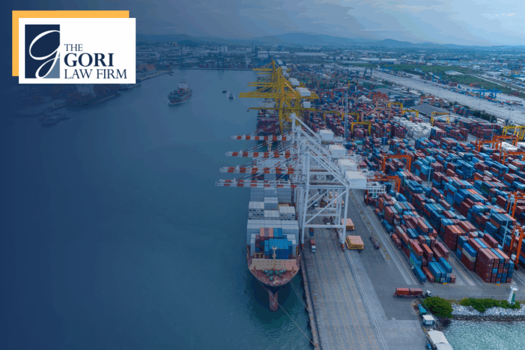 Ariel view of a shipyard. The Gori Law Firm Jones Act Lawyers