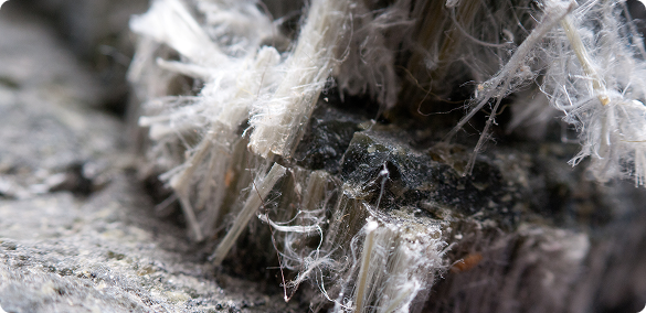 View of a rock with asbestos fibers